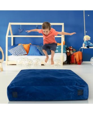 57 x 57 Inch Crash Pad Sensory Mat with Foam Blocks and Washable Velvet Cover