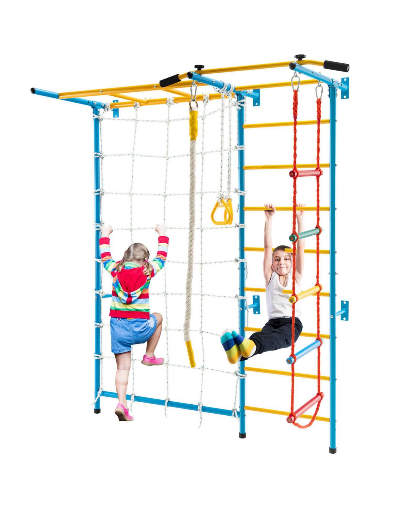 Детские игрушки GOUUN 7-In-1 Swedish Wall Ladder Carbon Steel Indoor Gym Playground Set, Ages 3+ — фото 4