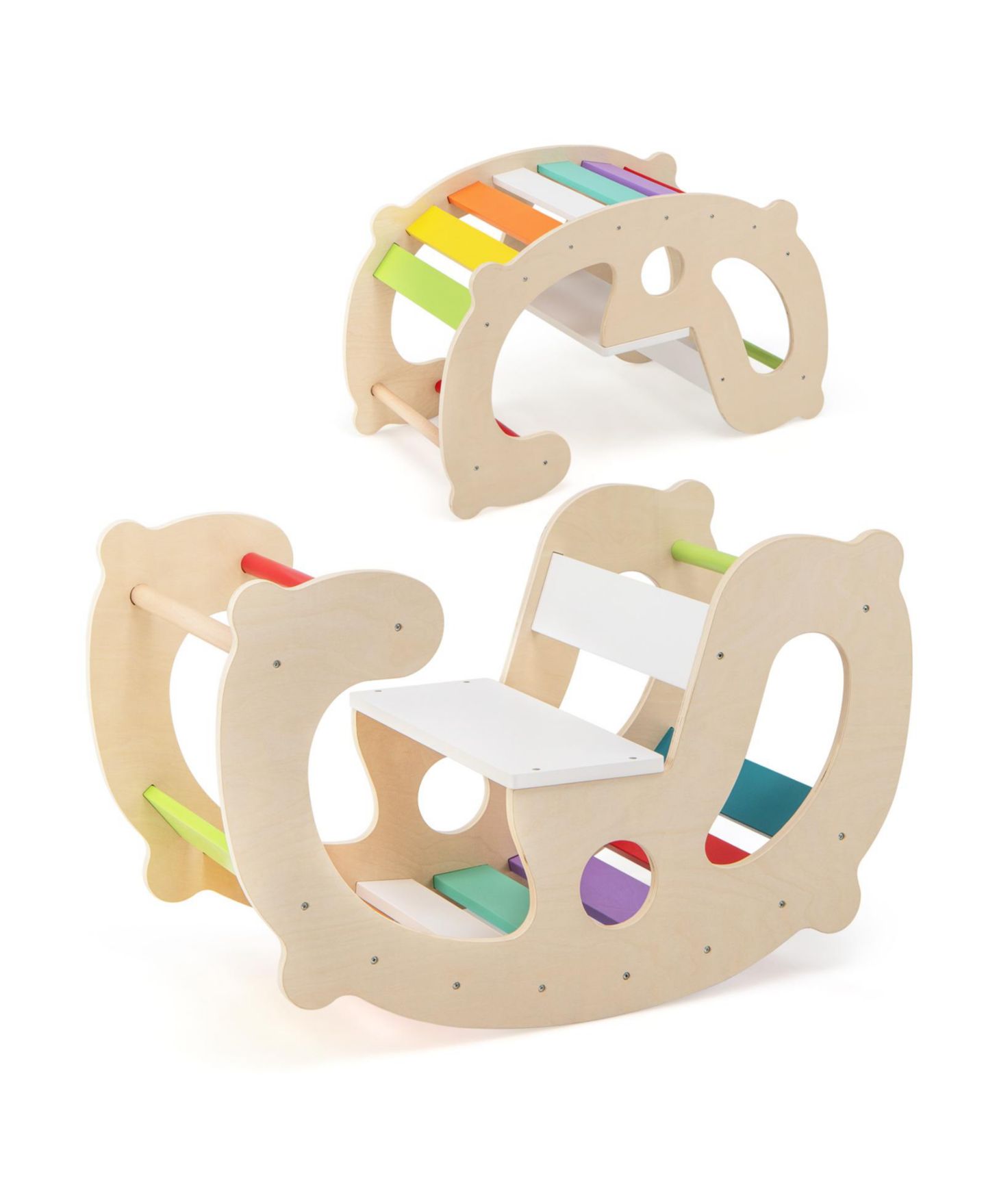 Детская игрушка GOUUN 2-in-1 Rocking Horse Arch Beech Wood Climbing Toy, Ages 1+ — фото 1