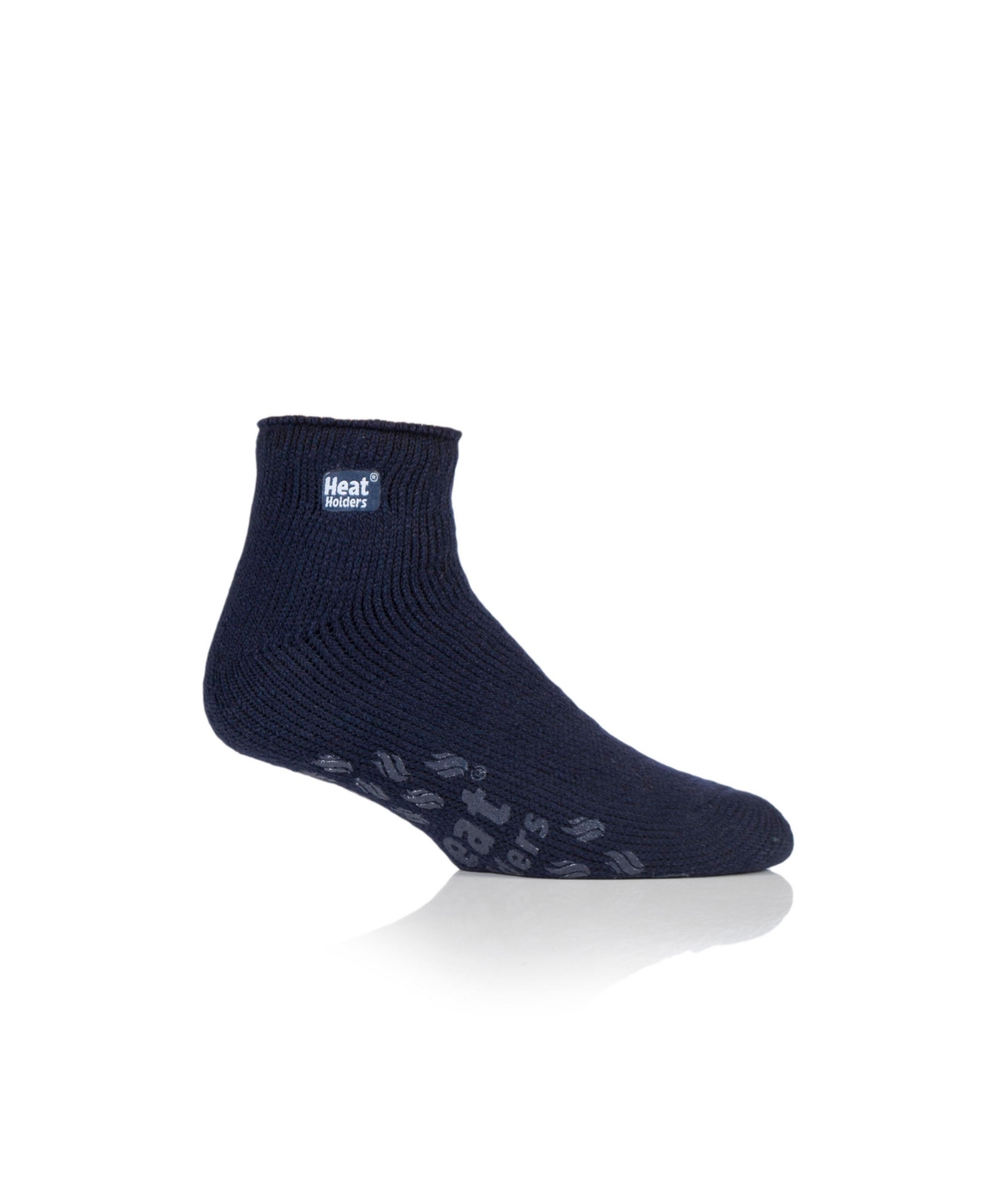 Heat Holders Men's Solid Ankle Slipper Sock - Navy With Denim Grip