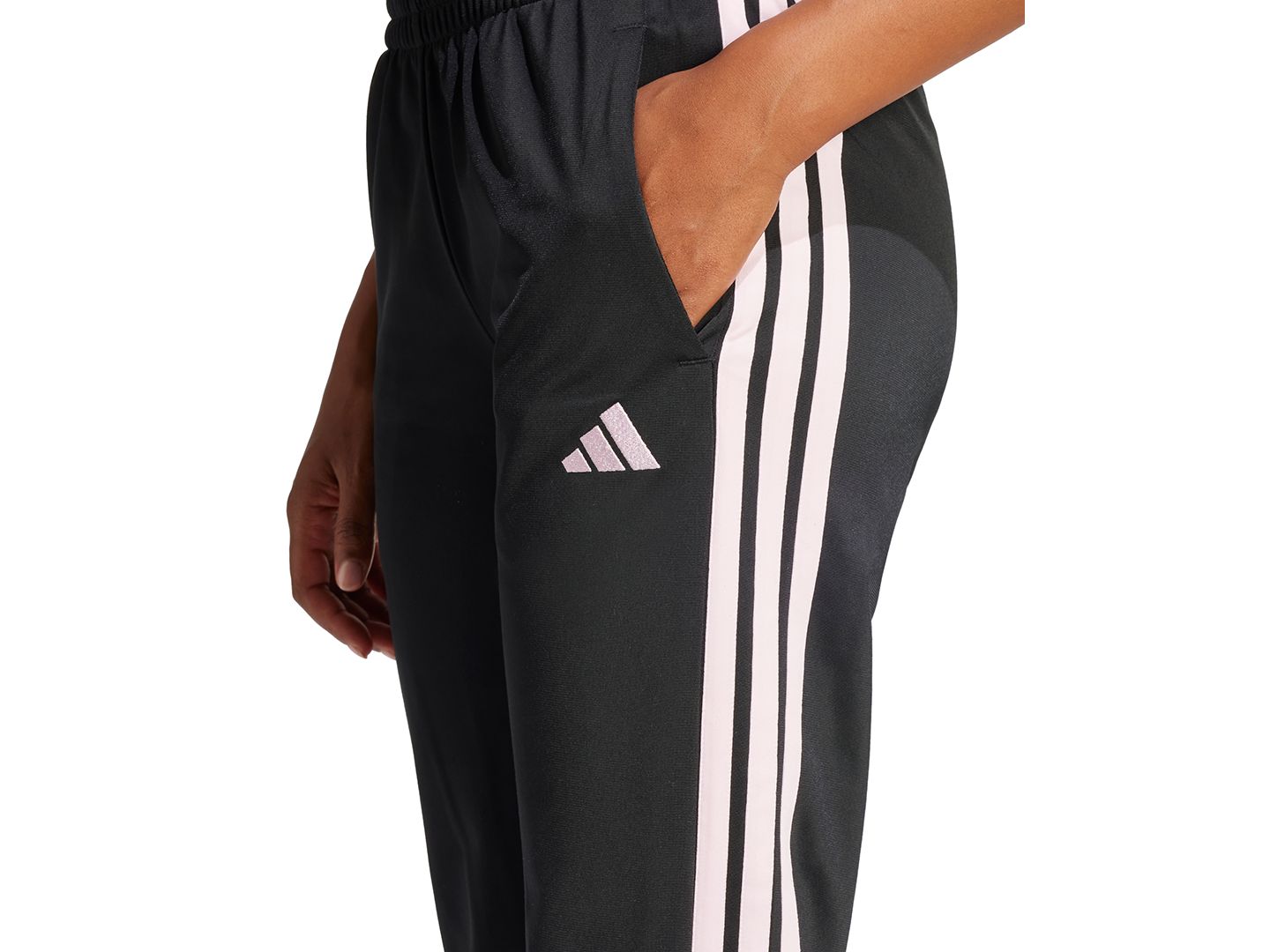 Женские брюки adidas Tricot 3-Stripes Track Pants, цвет: Чёрный / Прозрачный розовый — фото 3