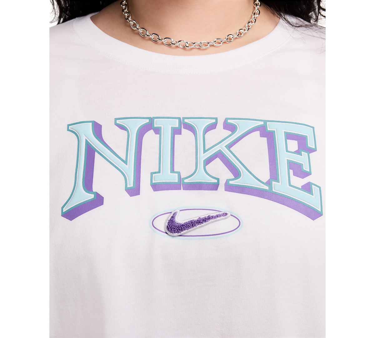 Nike Sportswear Plus Size Loose-fit Short-sleeve Cropped T-shirt In White
