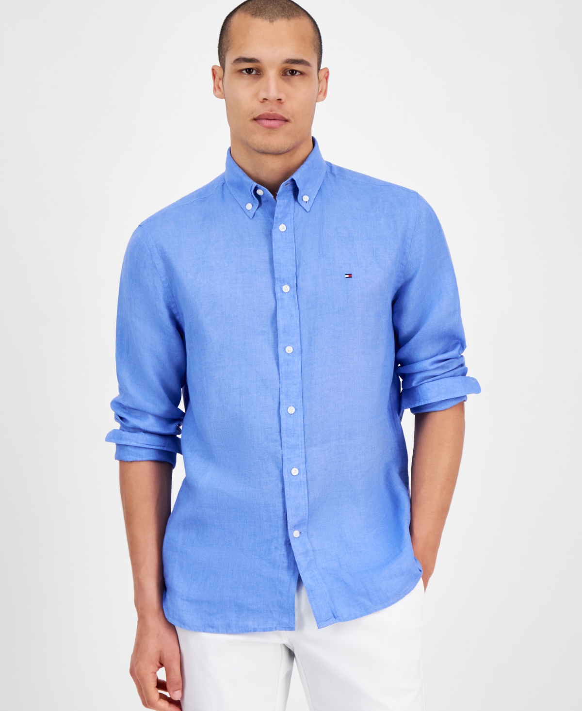 Men's Regular-Fit Pigment-Dyed Linen Shirt - Classic Pink