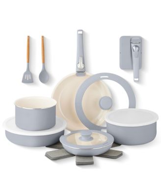 aluminum 18 Piece Ceramic Nonstick Detachable Handle Cookware Set