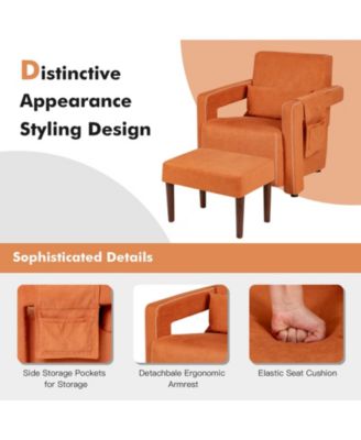 Modern Berber Fleece Single Sofa Chair with Ottoman and Waist Pillow