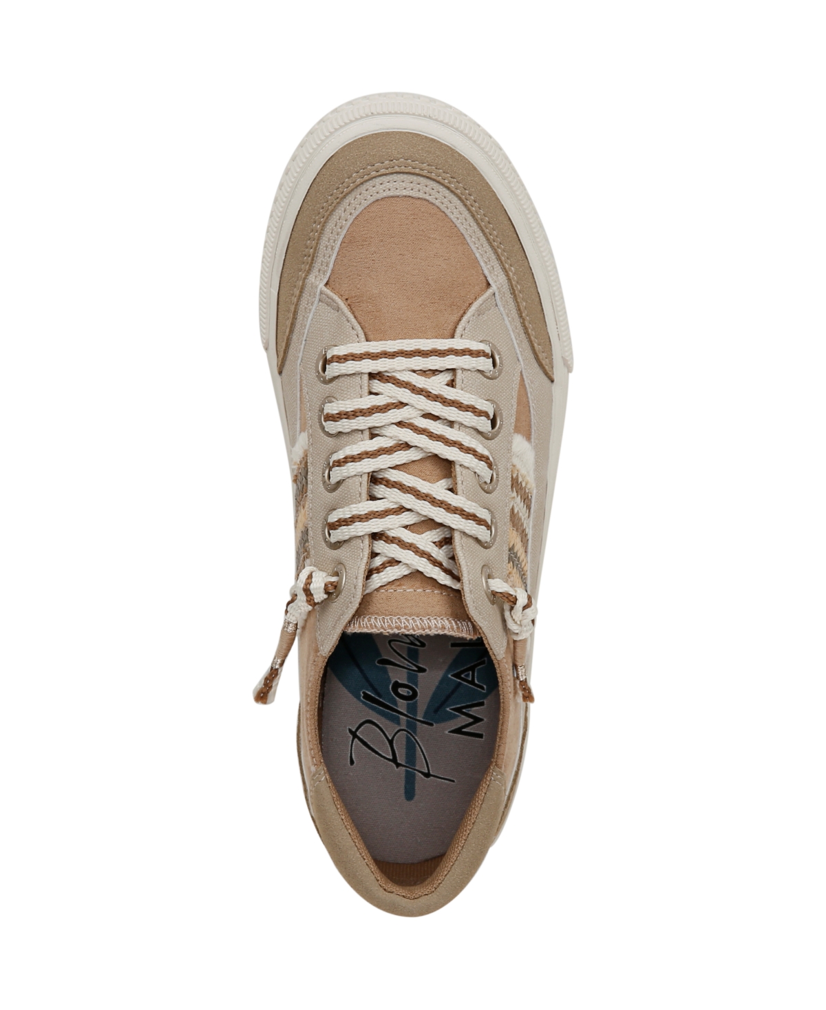 Shop Blowfish Malibu Women's Alex Round Toe Lace Up Sneakers In Sand Raffia,faux Leather