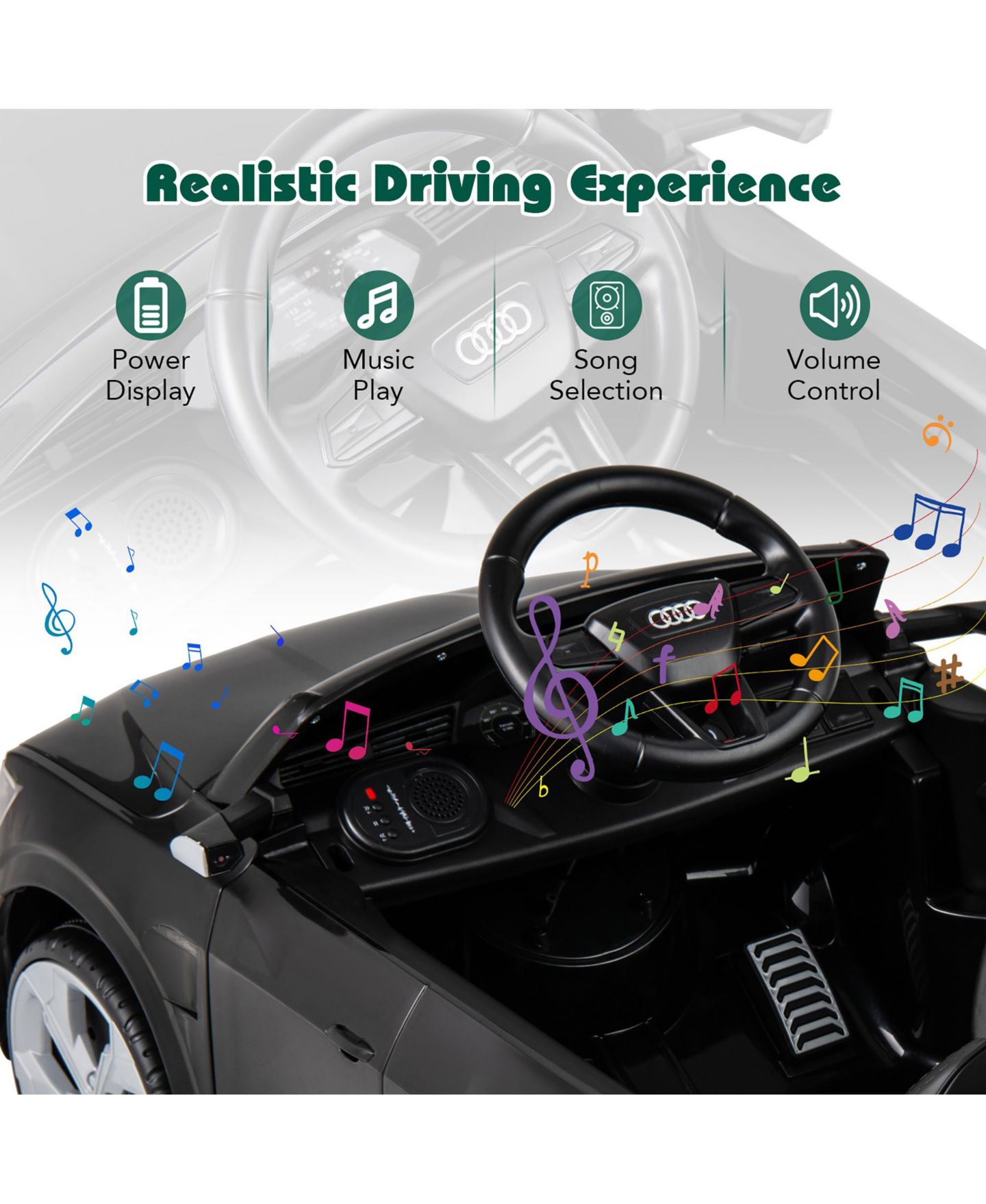 Детская игрушка Gymax Audi SQ8 12V Remote Control 3-Speed Ride-On Car, 66 lb. Capacity, Ages 3+, цвет: Чёрный, вариант 1 — фото 4