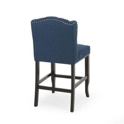 Set of 2 Wingback Counter Stools with Button-Tufted Back & Nailhead Accents-The Pop Home