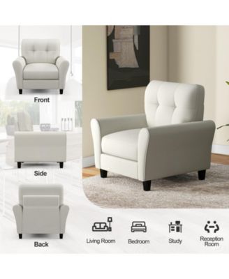 Modern Upholstered Accent Chair with Rubber Wood Legs