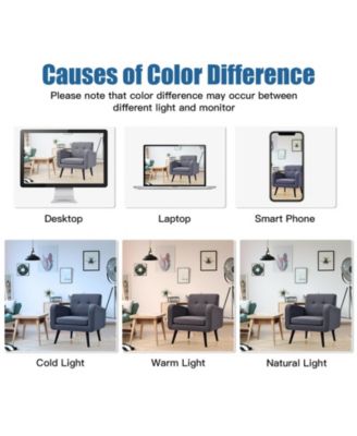 Modern Upholstered Comfy Accent Chair Single Sofa with Rubber Wood Legs