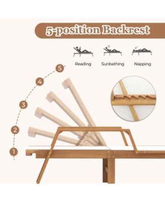 Patio Chaise Lounge Chair with Armrests and Fabric Seat for Backyard