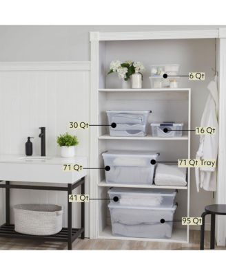 Cleverstore 30 Quart Plastic Storage Tote Container w/ Lid (12 Pack)