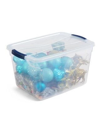 Cleverstore 32 Quart Plastic Storage Tote Container with Lid (6 Pack)