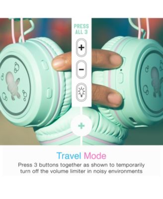 KidJamz KJ55BT Safe Listening Bluetooth Wireless Headphones for Kids w/ LED Lights