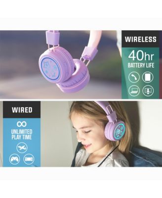 KidJamz KJ55BT Safe Listening Bluetooth Wireless Headphones for Kids w/ LED Lights