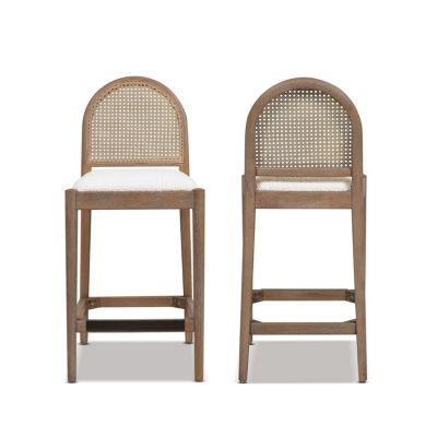Set of 2 Rattan Counter Height Stools