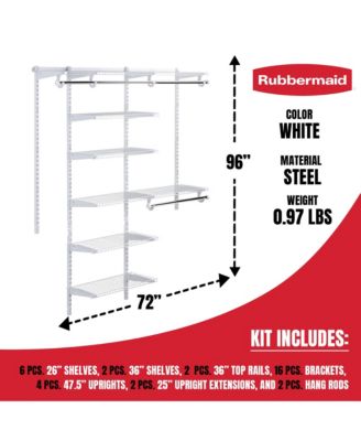 Configurations 3-6 Feet Custom DIY Closet Organizer Deluxe Kit, White