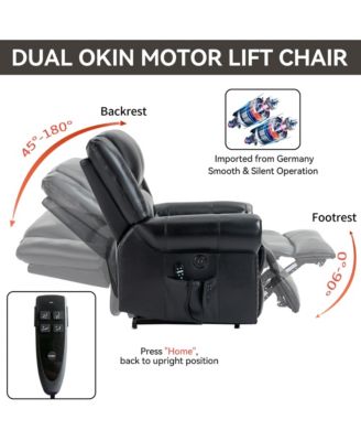  1 Pc  Faux Leather Heat Dual Motor Massage Power Lift Recliner Chair