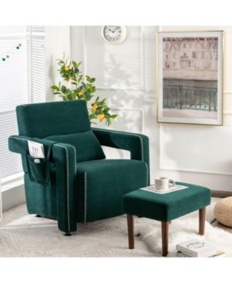 Modern Berber Fleece Single Sofa Chair with Ottoman and Waist Pillow