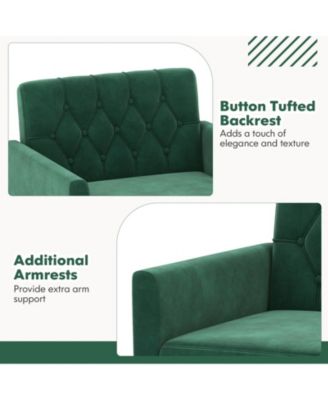 Modern Velvet Accent Chair with Button Tufted Back Metal Legs and Adjustable Foot Pads