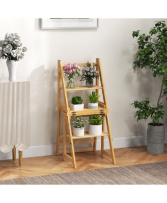 Multifunctional 3-in-1 Ladder Chair Display Plant Stand for Library Kitchen Office