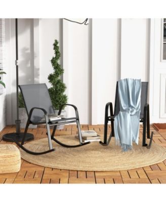Set of 2 Metal Patio Rocking Chair with Breathable Seat Fabric