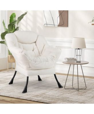 Sherpa Upholstered Accent Chair with Cozy Head Pillow