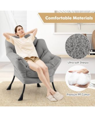 GOUUN Sherpa Upholstered Accent Chair with Cozy Head Pillow