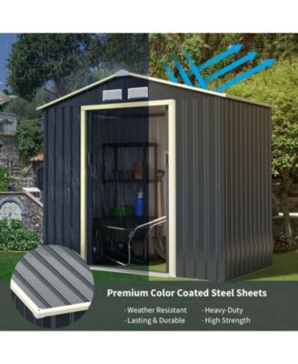 7 Feet x 4 Feet Metal Storage Shed with Sliding Double Lockable Doors