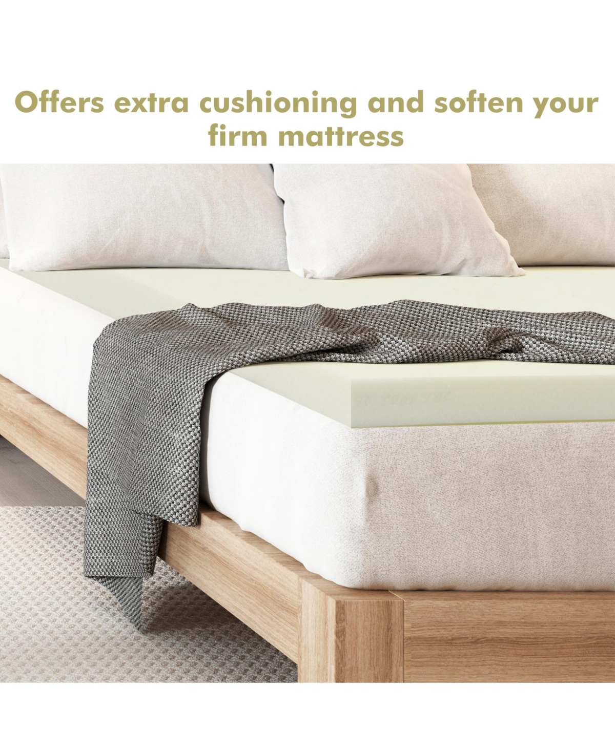 Gouun 3-Inch Bed Mattress Topper Air Cotton for All Night's Comfy Soft Mattress Pad-King Size