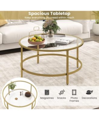 36 Inch Round Table with Tempered Glass Tabletop