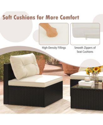 5 Pieces Outdoor Patio Furniture Set with Cushions and Table