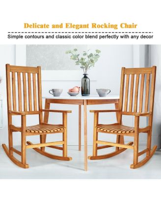 Indoor Outdoor Wooden High Back Rocking Chair