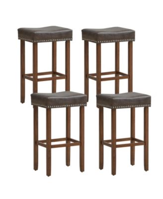 Upholstered Bar Stools Set of 2 with Footrests for Counter