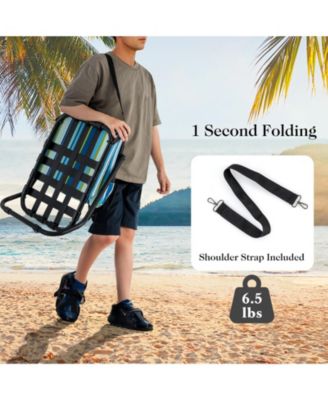 2 Pack Low Folding Beach Chairs for Adults with Cushion