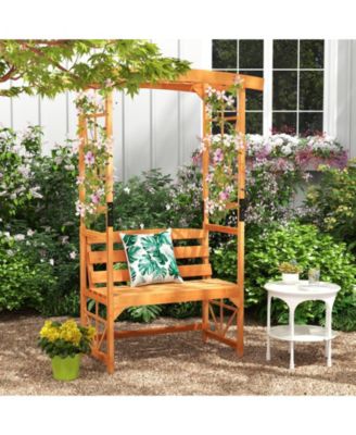 6.2 Feet Tall Patio Garden Arbor with Pergola and 2-Seat Bench for Garden Lawn Backyard Decoration
