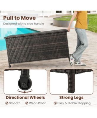 Indoor Outdoor 85 Gallon Storage Container with Waterproof Liner and Universal Wheels