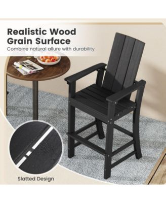 Tall Adirondack Chair Outdoor Bar Stool with Ergonomic Backrest for Backyard