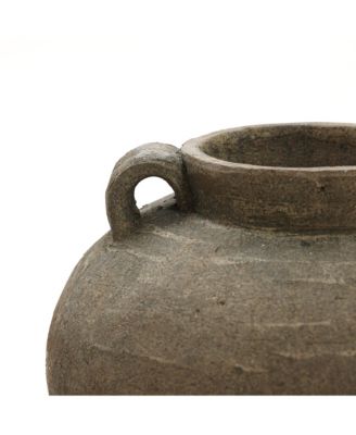 Rustic Brown Terracotta 14.6-Inch Tall Vase