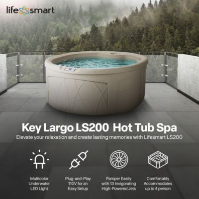 Key Largo Hot Tub Spa with 110 Volt Plug and Play and LED Light, Sand