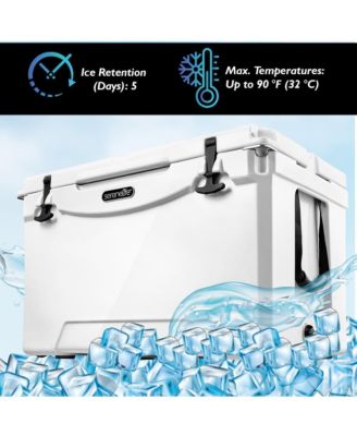 75-Quart Portable Cooler Box, Holds Up to 63 Cans (White)