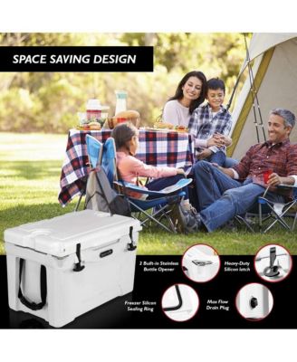 50-Quart Portable Cooler Box, Holds Up to 63 Cans (White