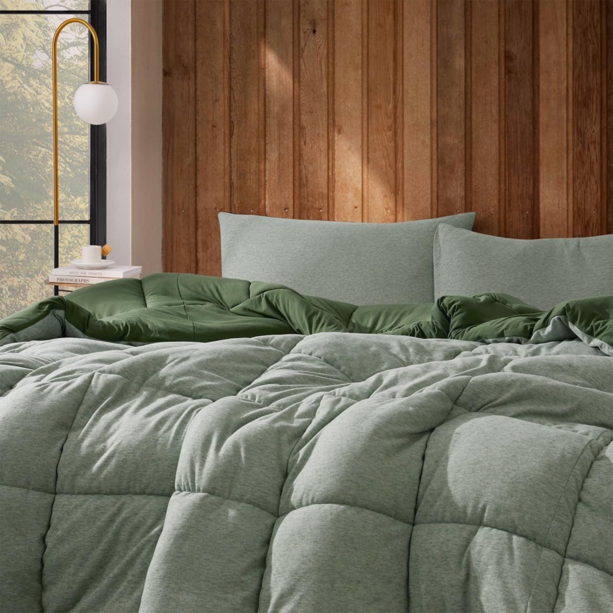 Coma Inducer Sweater Weather Yoga Oversized Comforter -- Moss gray stripe
