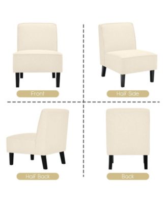 Modern Armless Accent Chair with Rubber Wood Legs