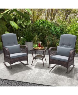 3 Pieces Rocking Bistro Set with 2-Tier Table