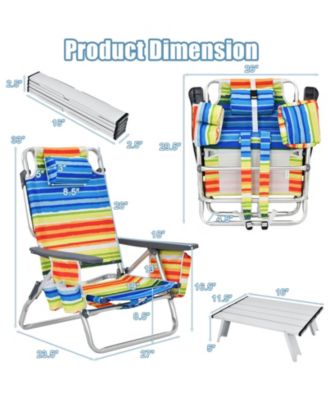 2 Packs 5-Position Outdoor Folding Backpack Beach Table Chair Reclining Chair Set