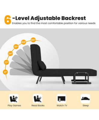 Folding 6 Position Convertible Sleeper Bed Armchair Lounge Couch with Pillow