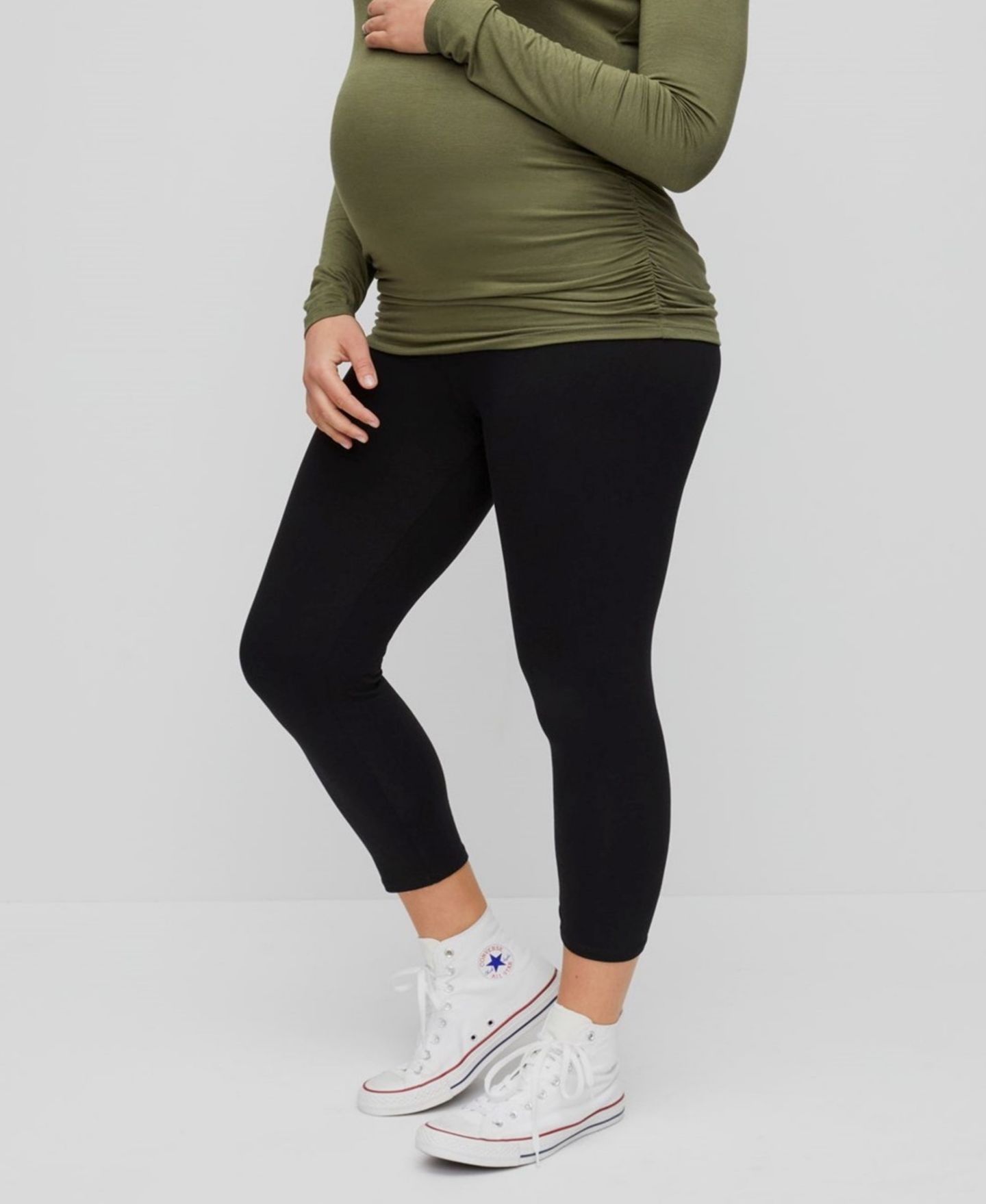 Женские леггинсы Motherhood Maternity Basic Secret Fit Belly Crop Leggings - Black - Size: Large - Motherhood, цвет: Чёрный — фото 6