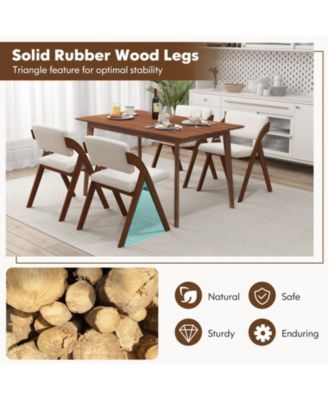 Set of 2 Folding Kitchen Dining Chairs with Rubber Wood Legs