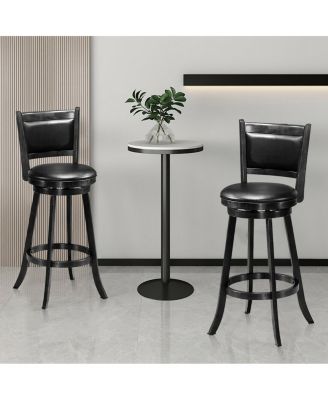 Set of 2 29 Inch Swivel Bar Height Stool Wood Dining Chair Barstool